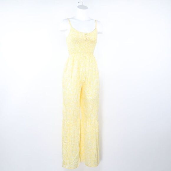 Revolve Sincerely Jules Yellow Spaghetti Strap Floral Flare Leg Jumpsuit - Picture 9 of 9